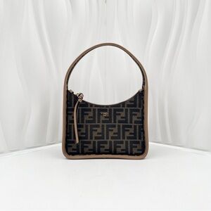 FENDI Fendessence Mini Hobo Bag FF Jacquard Canvas & Leather